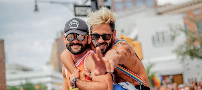 Two guys at a Pride event